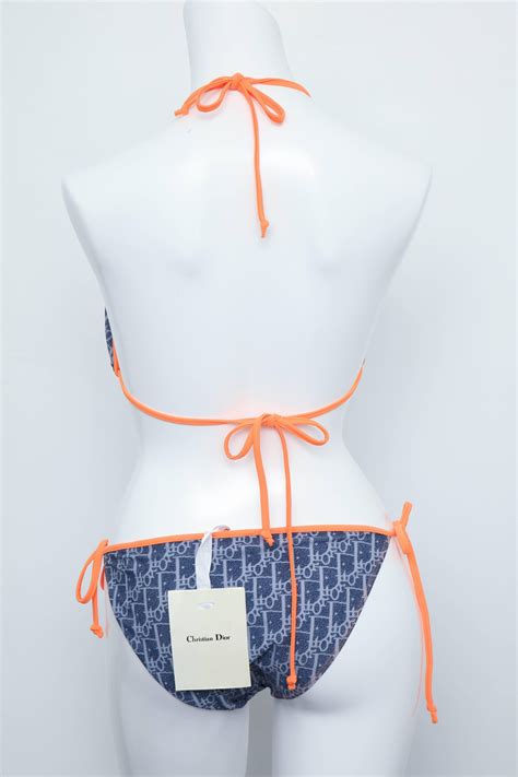 blue and orange christian dior bikini